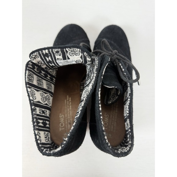 Toms Women's Suede Wedge Booties Black Kala Size 9 Ankle Height - Picture 12 of 13